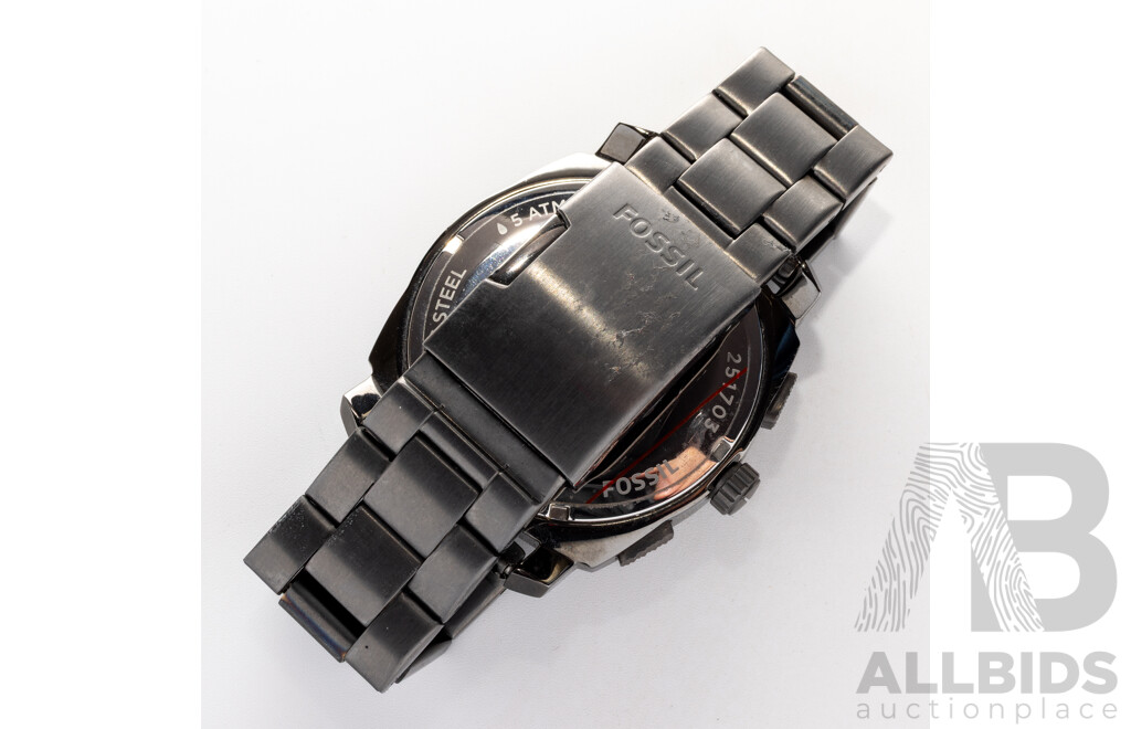 Fossil Machine Mens Watch, 44mm, Gunmetal Grey Finish