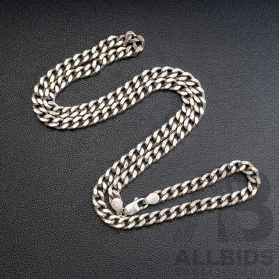 Sterling Silver Solid Curb Link Necklace, 65cm, 74.95 Grams