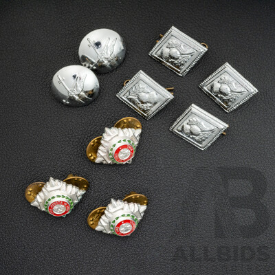 Collection of Stokes & Parkes Silver Tone Buttons and Australian Army Officer Rank Anondised Pips