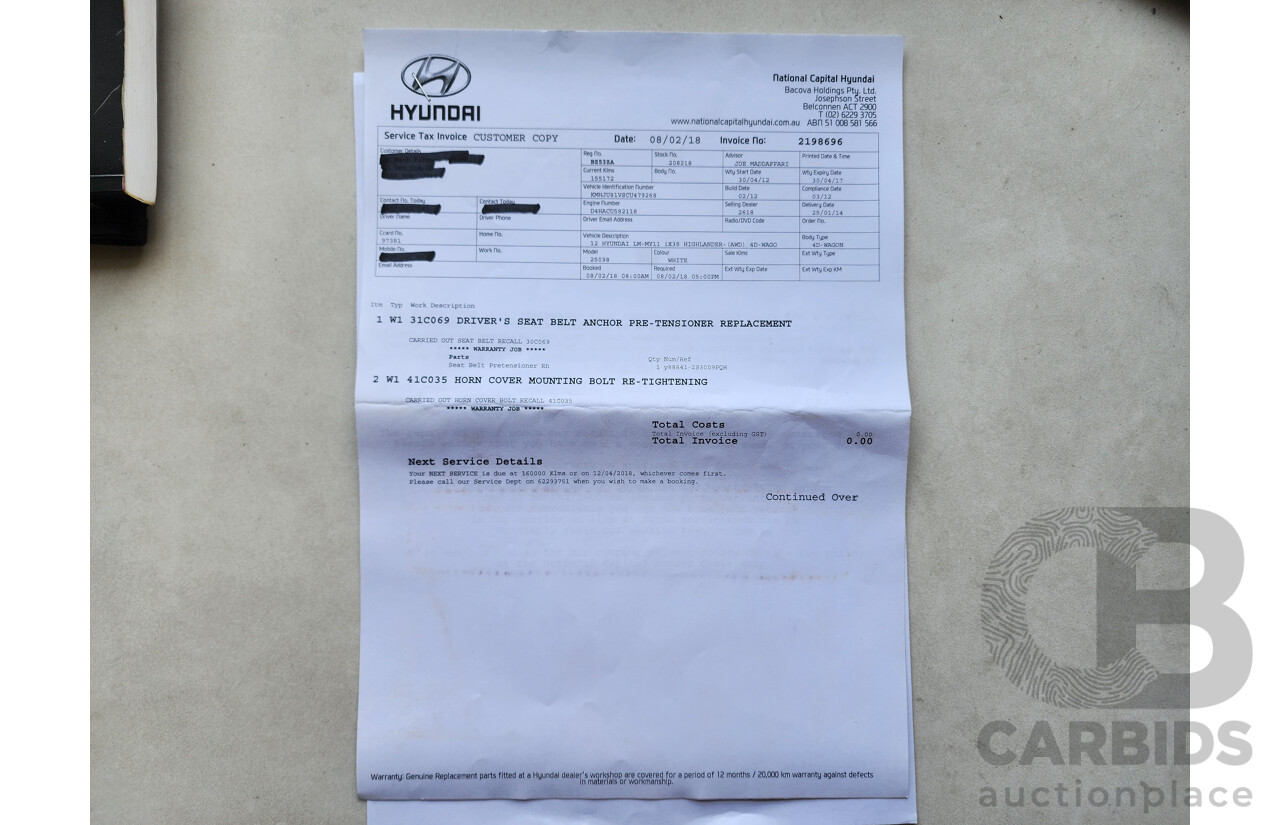 3/2012 Hyundai Ix35 Highlander (awd) LM MY11 4d Wagon White 2.0L