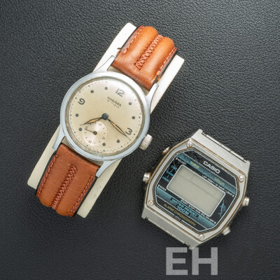 Rodana 15 Jewels Vintage Watch, 32mm, Manual Winding with Movement & Casio W-350 Digital Watch