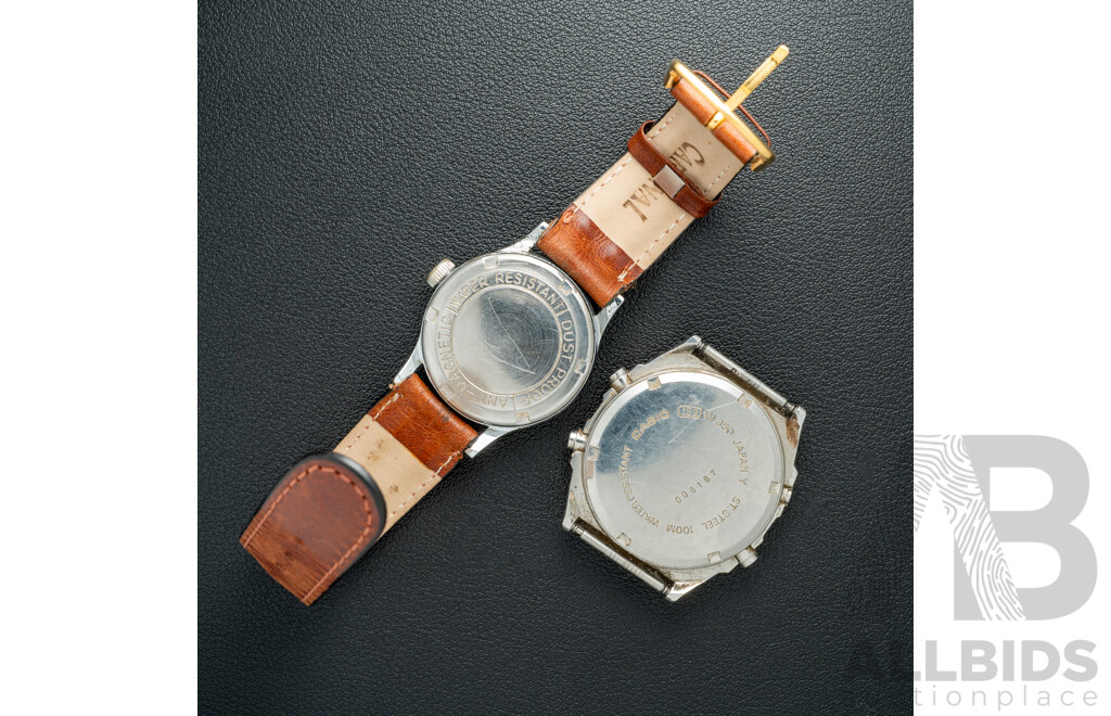 Rodana 15 Jewels Vintage Watch, 32mm, Manual Winding with Movement & Casio W-350 Digital Watch