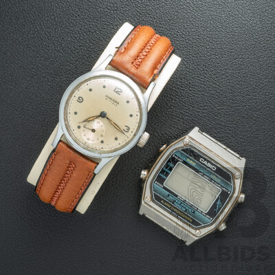 Rodana 15 Jewels Vintage Watch, 32mm, Manual Winding with Movement & Casio W-350 Digital Watch