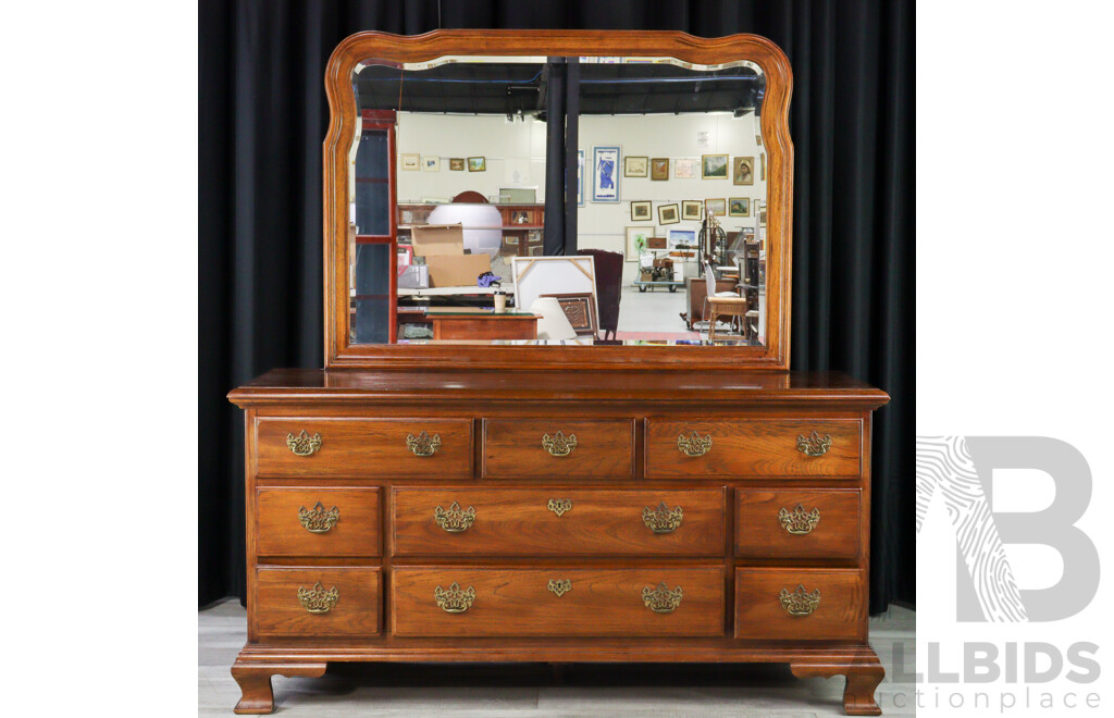 Modern Pine Mirrored Back Dressing Chest