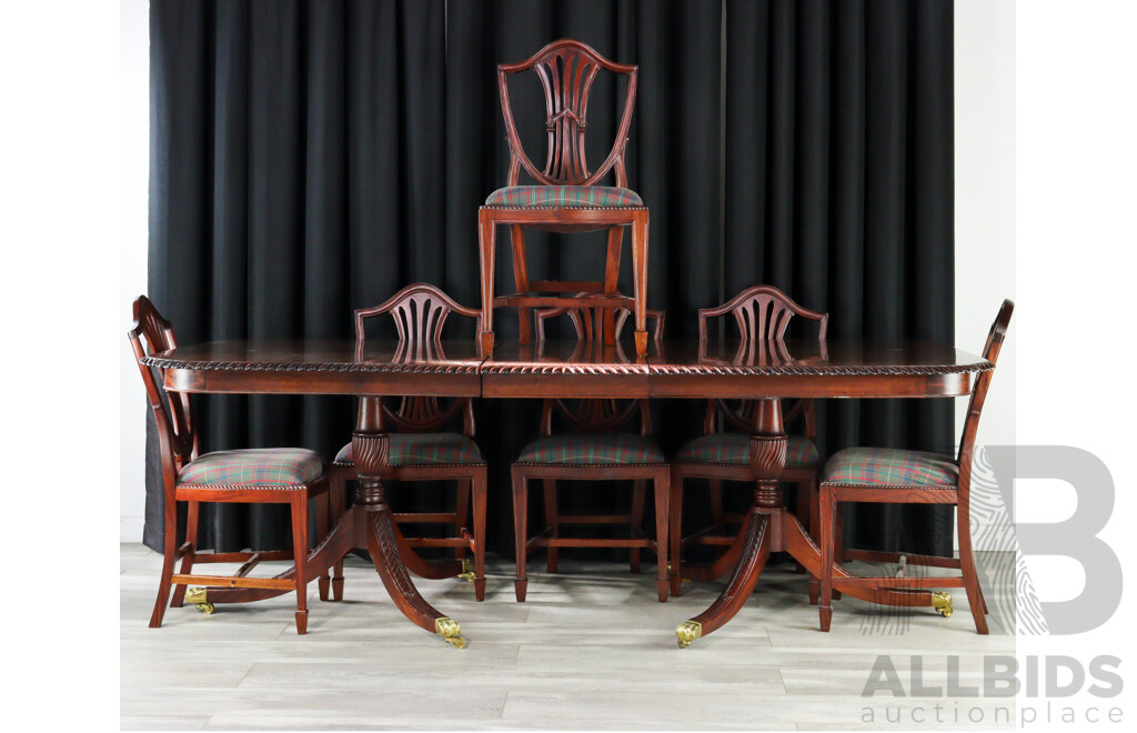 Reproduction Hepplewhite Style Seven Piece Dining Suite