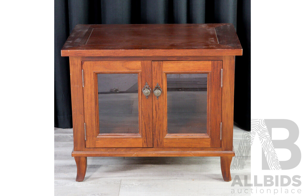 Small Mahogany Side Cabinet with Glass Doors