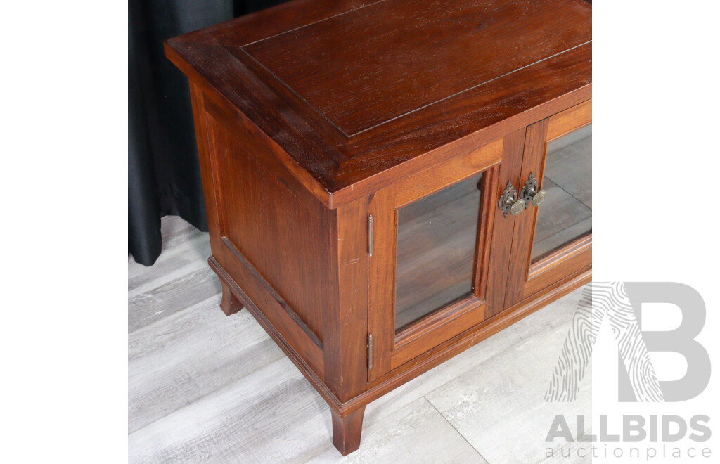 Small Mahogany Side Cabinet with Glass Doors