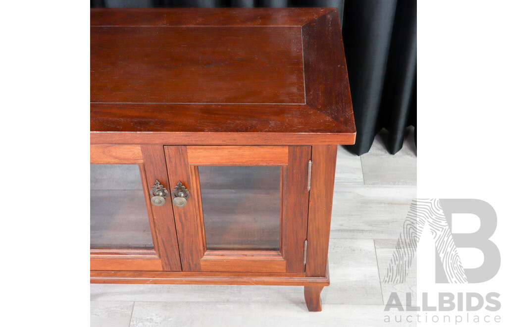 Small Mahogany Side Cabinet with Glass Doors