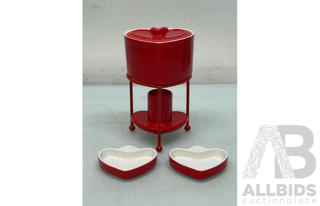 Chocolate Heart Fondue Set - Brand New