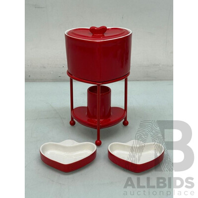 Chocolate Heart Fondue Set - Brand New