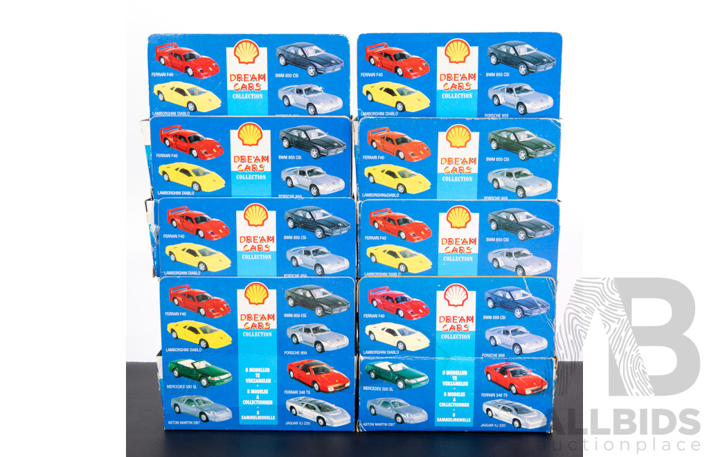Dream Cars Collection Diecast Vehicles Complete Set Including Ferrari, Porsche, Jaguar, Mercedes, Jaguar, BMW, Aston Martin - 1:43 Scale