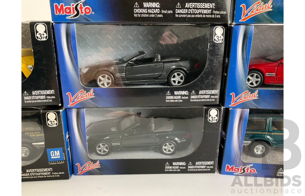 Thirteen Boxed Diecast Maisto Special Edition Vehicles Including Volkswagen, Mercedes, BMW