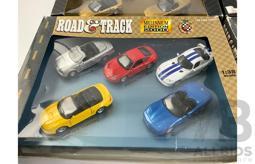 Four Boxed Diecast Maisto Five Car Sets Including Power Racer, Millennium Edition, History of Corvette