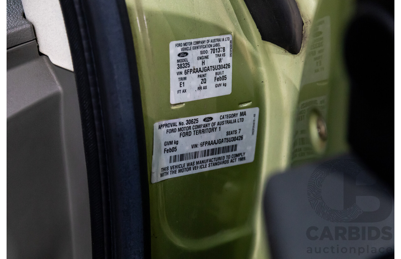 2/2005 Ford Territory TS (RWD) SX 4d Wagon Zest Green Metallic 4.0L - 7 Seater