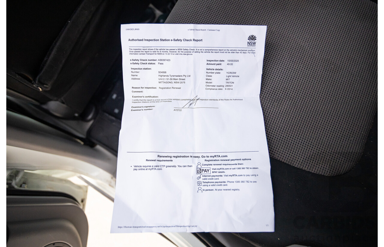9/2014 Mitsubishi Triton GLX (4x4) MN MY14 UPDATE Double Cab Utility White Turbo Diesel 2.5L
