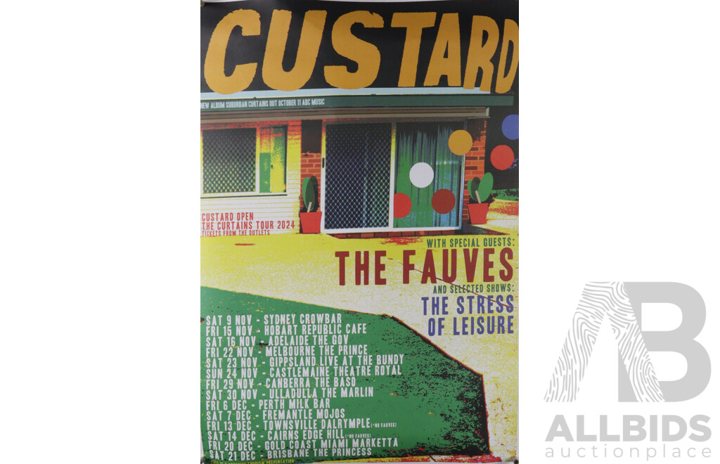 Collection Local Australian Rock Band Touring Posters Comprising the Custard, the Whitlams & Hoodoo Gurus