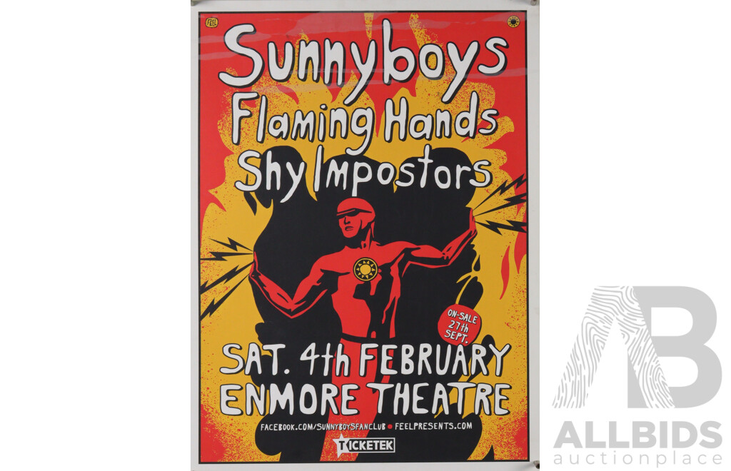 Two Local Australian Sunnyboys Rock Band Touring Posters, One Framed the Other Laminated