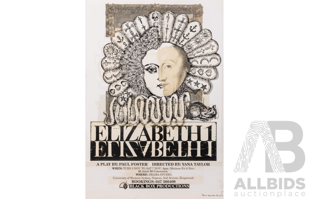 Francois (20th Century, C1990s-2005), Incomplete Mark Up of Elizabeth I Theatre Production Poster, Mickey & Friends & More, Five Uniquely Original Works, Oils on Card, 47 x 65 cm (largest) (5)