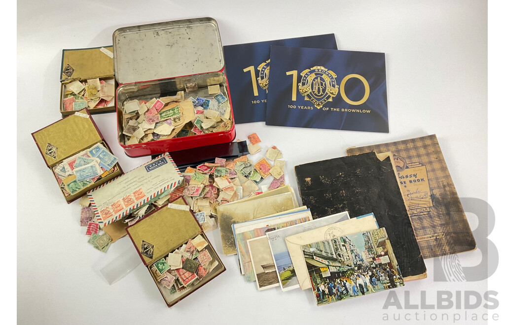 Collection of Antique and Vintage International Stamps Including Newfoundland, France, Germany, Italy, Belgium, Canada, India, Ceylon, Great Britain, Ireland and More