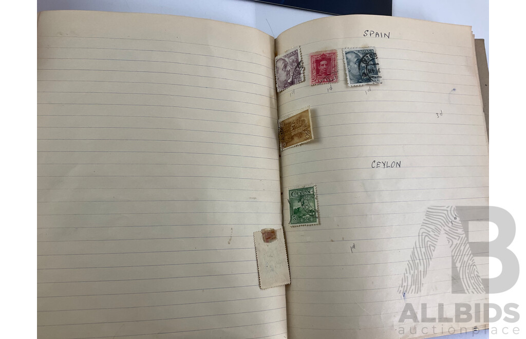 Collection of Antique and Vintage International Stamps Including Newfoundland, France, Germany, Italy, Belgium, Canada, India, Ceylon, Great Britain, Ireland and More
