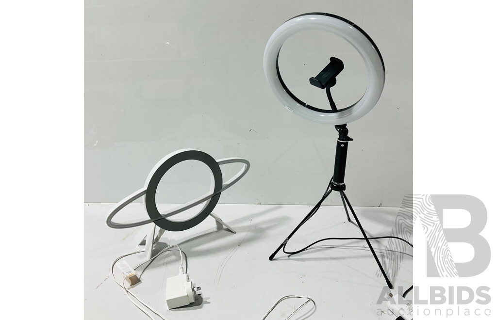 Two Ring Lights Including One with Phone Holder