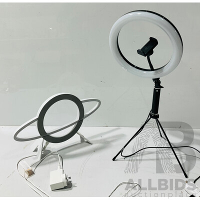 Two Ring Lights Including One with Phone Holder