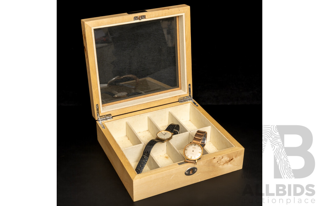 Seiko Quartz Watch 3421-0060 & Enicar Ultrasonic 25 Jewels (parts) with Arbutus New York Watch Box