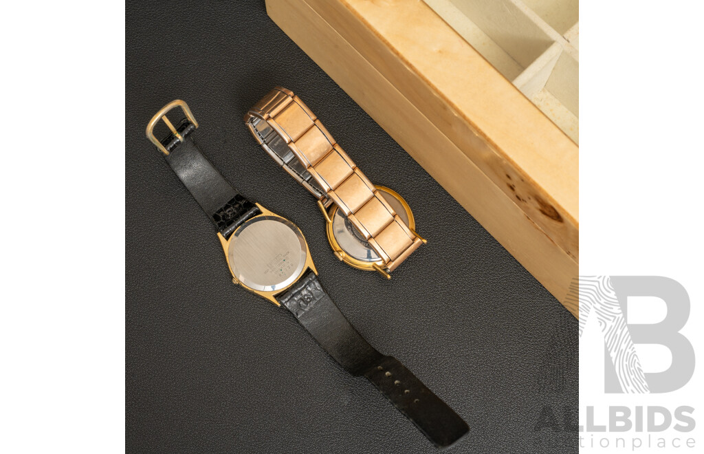 Seiko Quartz Watch 3421-0060 & Enicar Ultrasonic 25 Jewels (parts) with Arbutus New York Watch Box