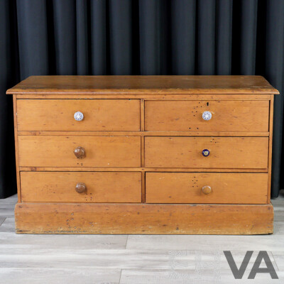 Victorian Kauri Pine Chest of Six Drawers