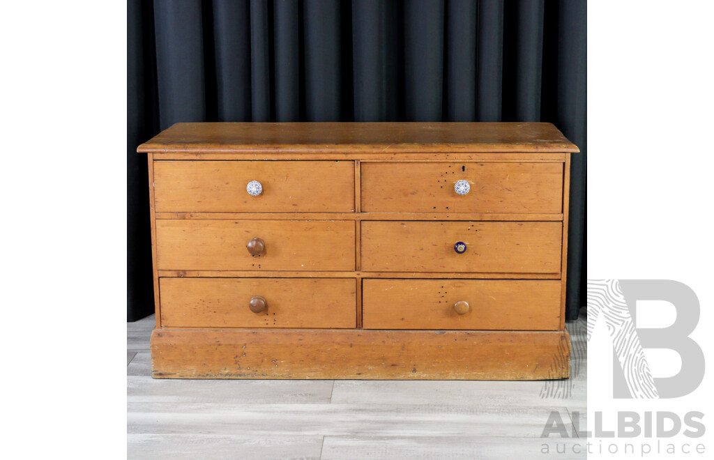 Victorian Kauri Pine Chest of Six Drawers