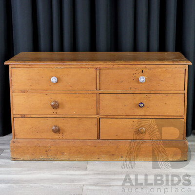 Victorian Kauri Pine Chest of Six Drawers