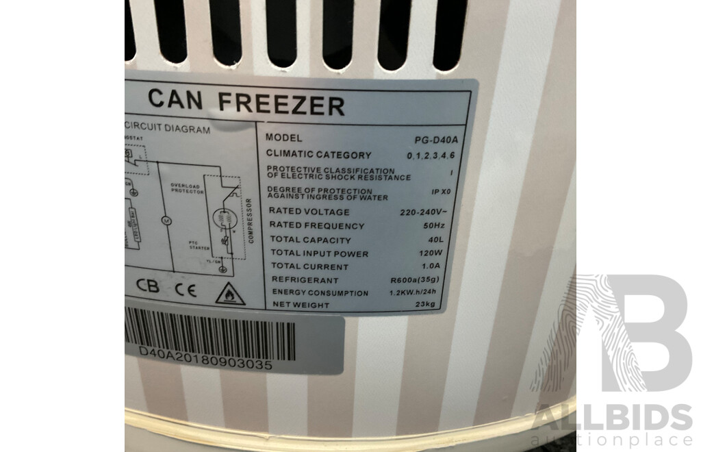 Lot of 2 - 40L Wheel Can Freezer PG-D40A Branded Pat and Stick's