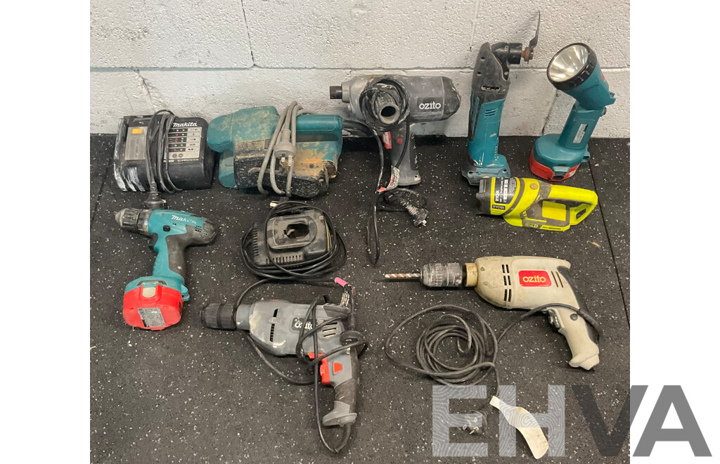 Assorted Power Tools - Drills, Oscillating Tool, Belt Sander, Multi-purpose