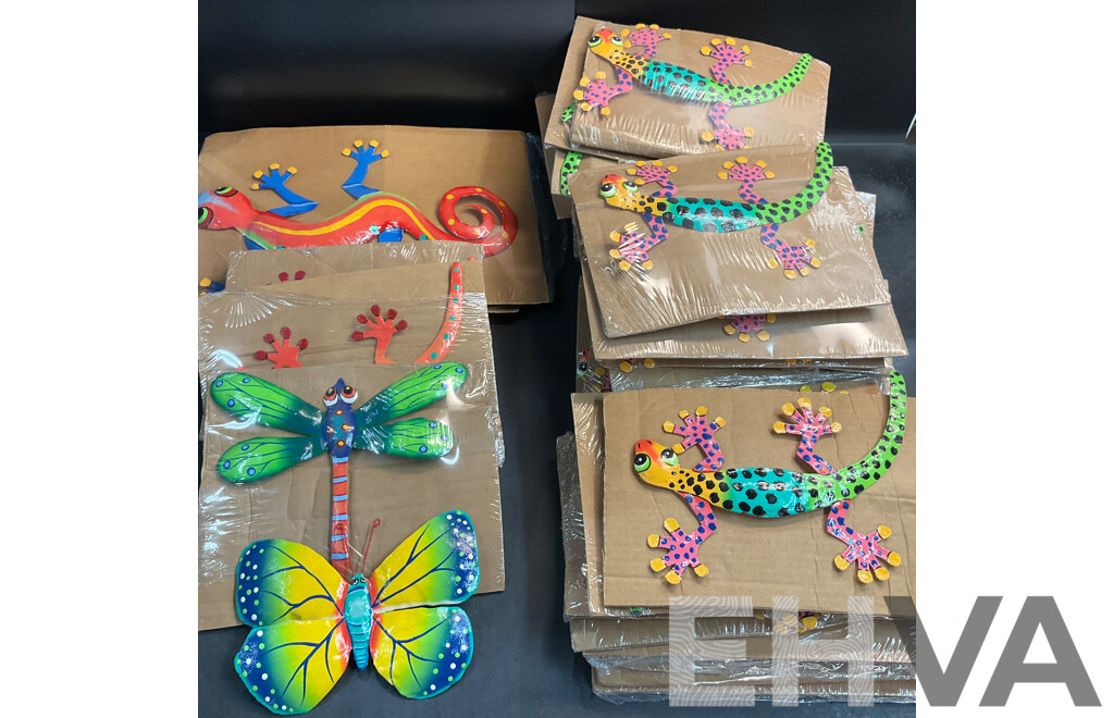 Metal Decorative Indoor Outdoor Hanging Wall Art - Gecko Lizard /Butterfly/ Dragonfly - Lot of 41