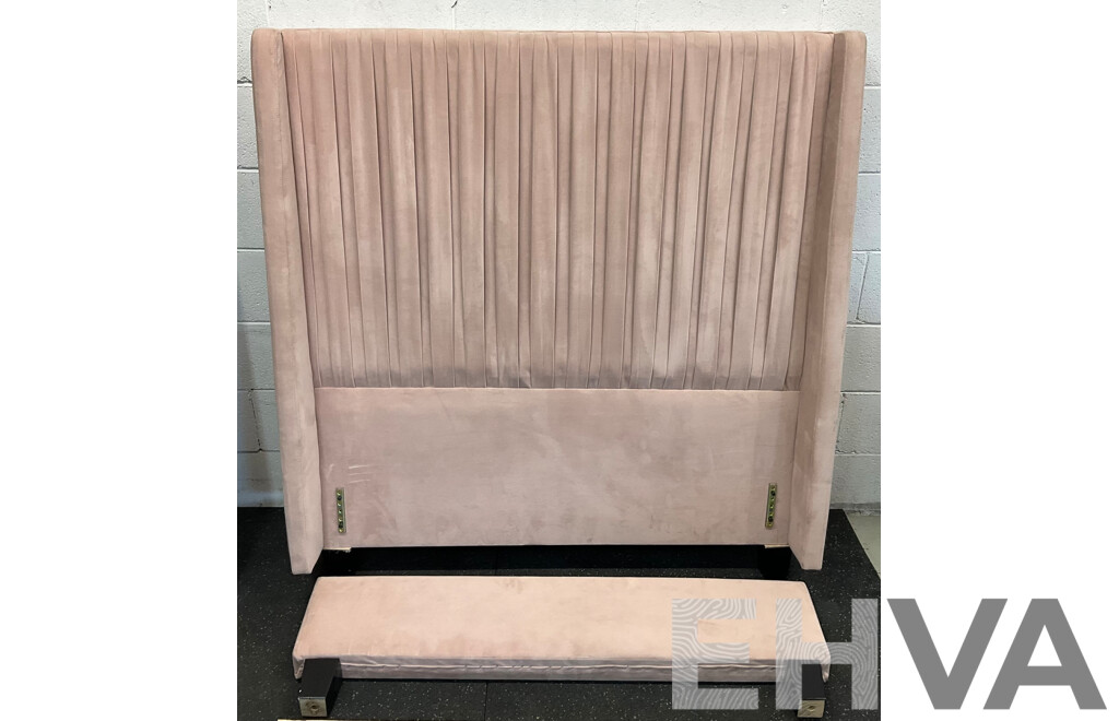 Modern Comfortable Velvet Bed Frame - Pink - King Single