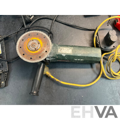 AEG Circular Saw, Metabo Angle Grinder, Hitachi Nail Gun, Batteries and Ferrex Multifunctional Sharpener