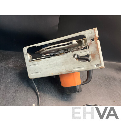 AEG Circular Saw, Metabo Angle Grinder, Hitachi Nail Gun, Batteries and Ferrex Multifunctional Sharpener