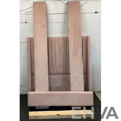 Modern Comfortable Velvet Bed Frame - Pink - King Single