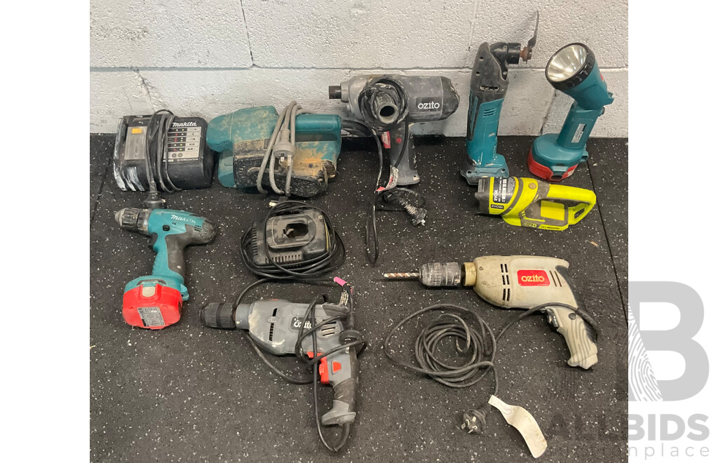 Assorted Power Tools - Drills, Oscillating Tool, Belt Sander, Multi-purpose