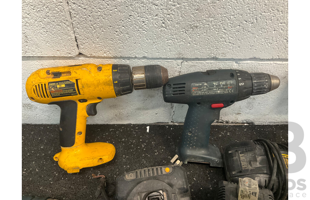 Assorted Power Tools - Drills, Angle Grinder, Jigsaw and Batteries