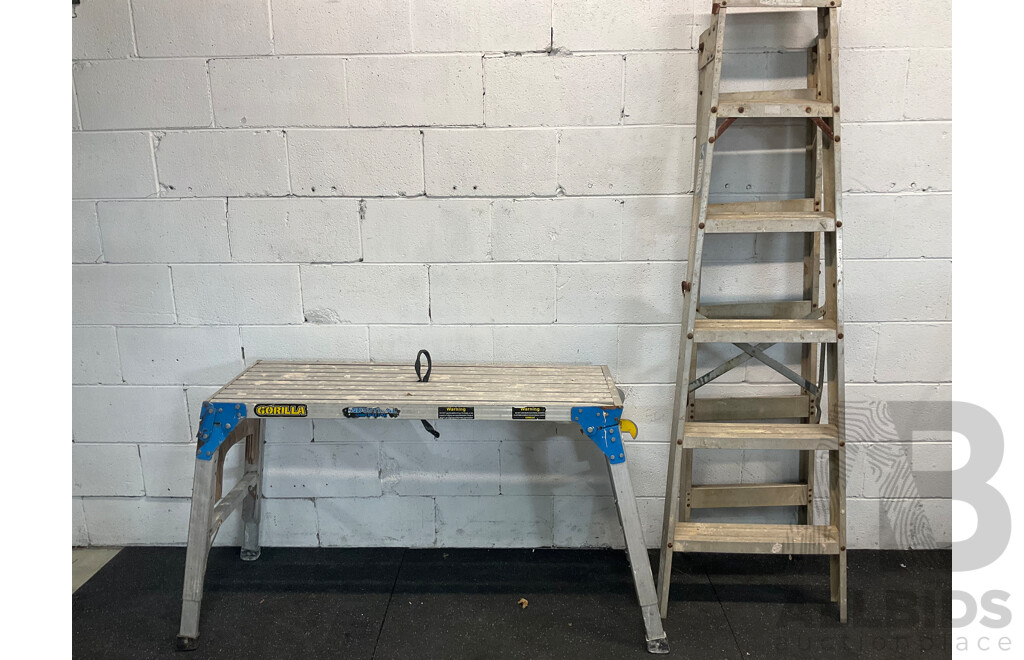 GORILLA Paint Platform Ladder , RHINO Aluminium Leadder  - Lot of 2