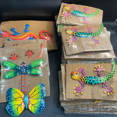 Metal Decorative Indoor Outdoor Hanging Wall Art - Gecko Lizard /Butterfly/ Dragonfly - Lot of 41
