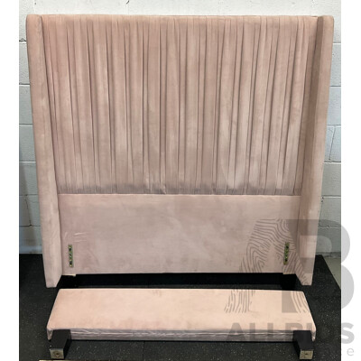 Modern Comfortable Velvet Bed Frame - Pink - King Single