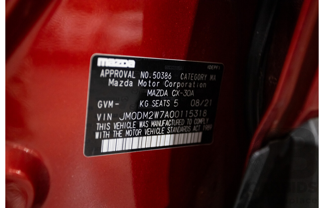 08/2021 Mazda CX-30 G20 Evolve C30B 4d Wagon Soul Red Crystal 2.0L