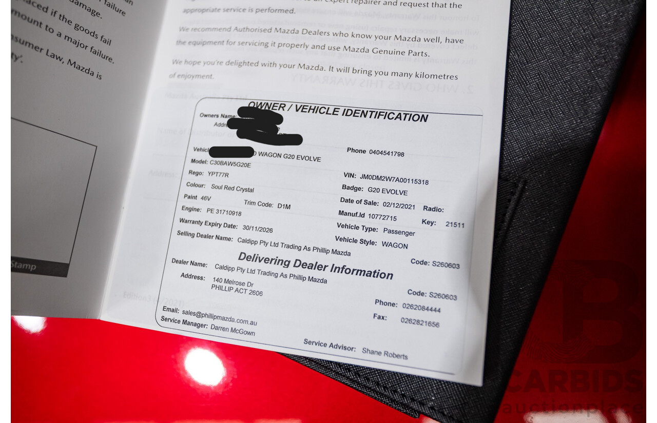 08/2021 Mazda CX-30 G20 Evolve C30B 4d Wagon Soul Red Crystal 2.0L