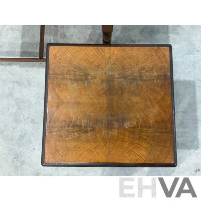 Mahogany Wood Flute Leg Nest Table - Set of 2