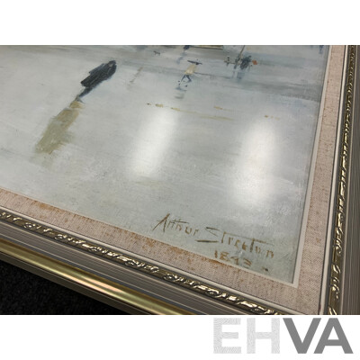 Framed Print “ Holiday Sketch at Coogee 1888“ by Tom Roberts, “The Railway Station, Redfern“, “The Purple Noon’s Transparent Night” and “Golden Summer, Eaglemont” by Arthur Streeton - Lot of 4