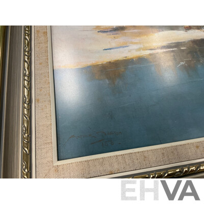 Framed Print “ Holiday Sketch at Coogee 1888“ by Tom Roberts, “The Railway Station, Redfern“, “The Purple Noon’s Transparent Night” and “Golden Summer, Eaglemont” by Arthur Streeton - Lot of 4