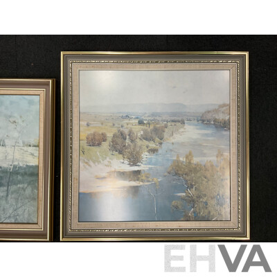 Framed Print “ Holiday Sketch at Coogee 1888“ by Tom Roberts, “The Railway Station, Redfern“, “The Purple Noon’s Transparent Night” and “Golden Summer, Eaglemont” by Arthur Streeton - Lot of 4