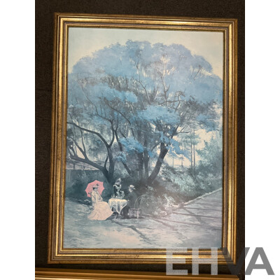 Framed Print “Lost” by Frederick McCubbin, “Under the Jacaranda” by R Godfrey Rivers, “Roses” and “Mosman’s Bay” by Tom Robert’s - Lot of 4